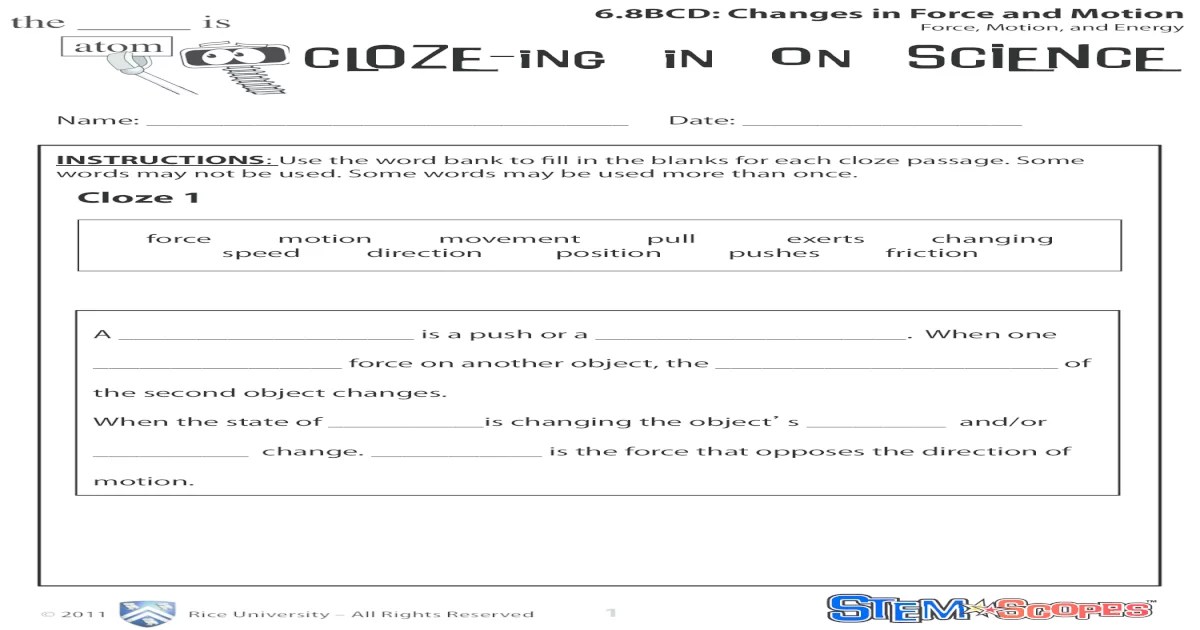 Cloze ing in on science