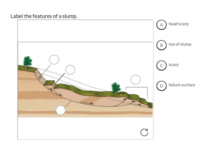 Label the features of a slump.