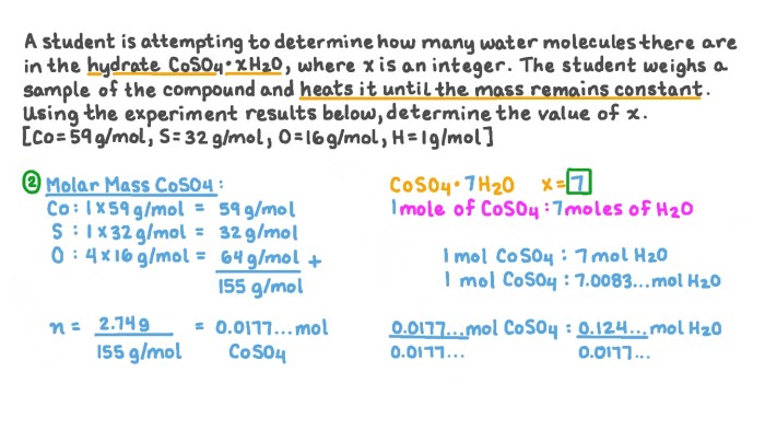 Experiment 5 percent water in a hydrated salt